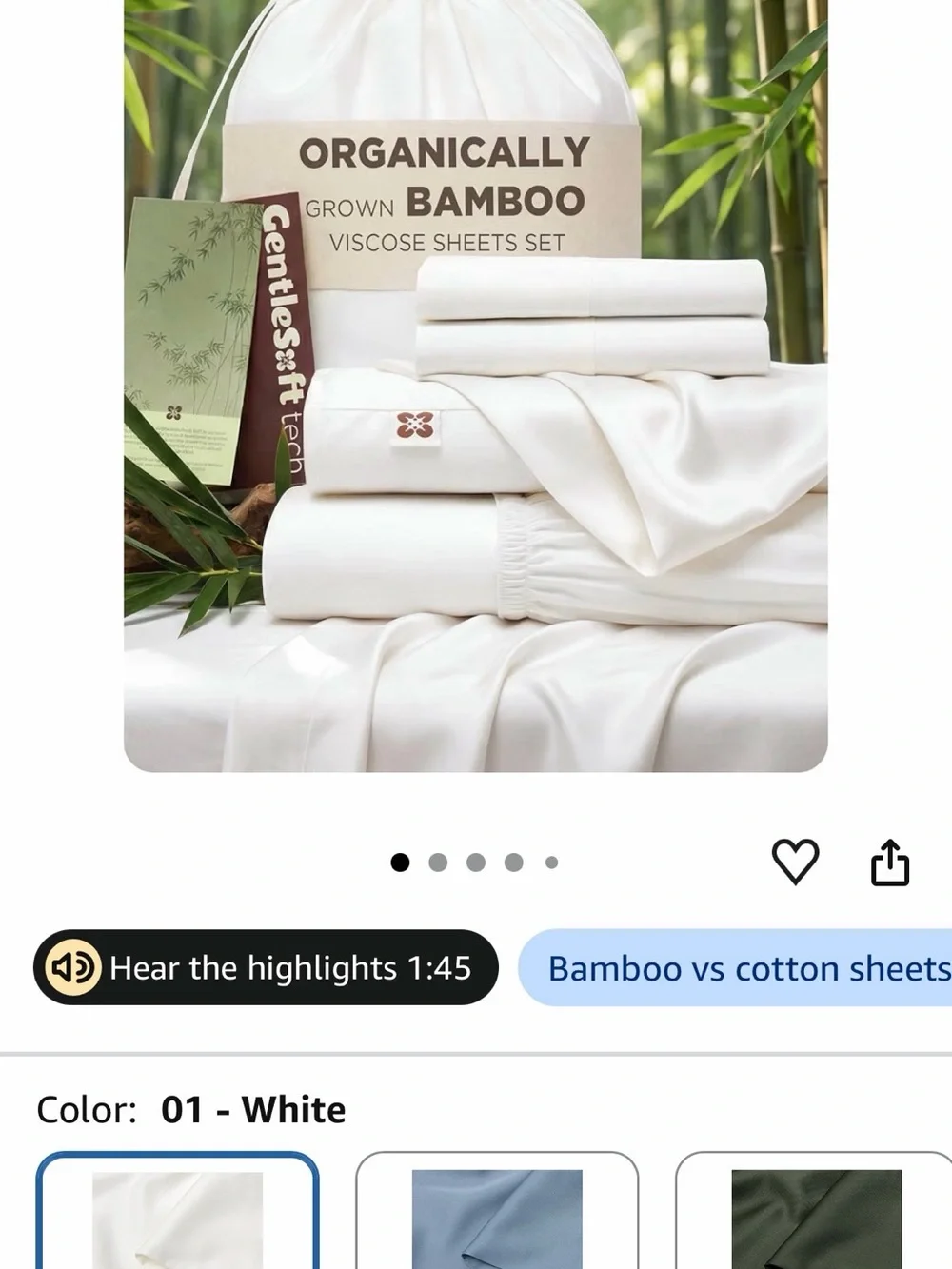 Bedsure organic bamboo sheet set with pillow cases